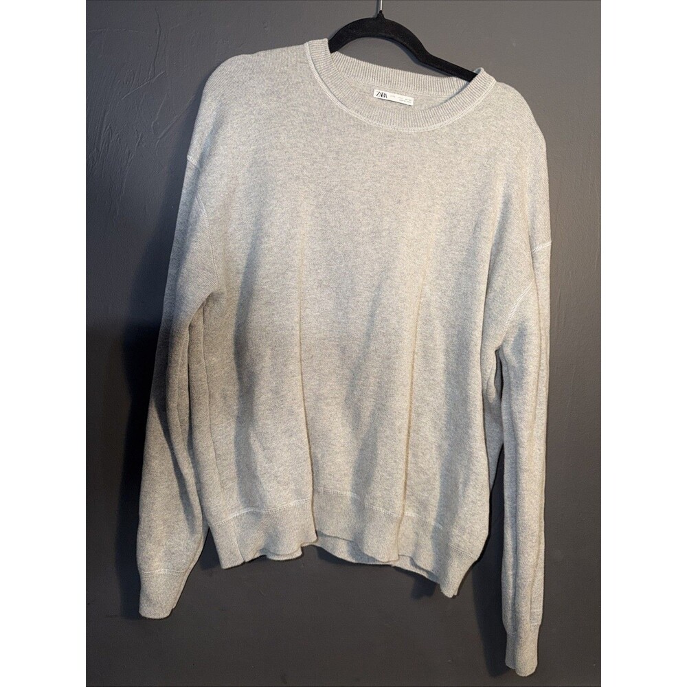 Zara Women’s Soft Knit Crewneck Sweater Cozy Leisure Oversized Comfy Large